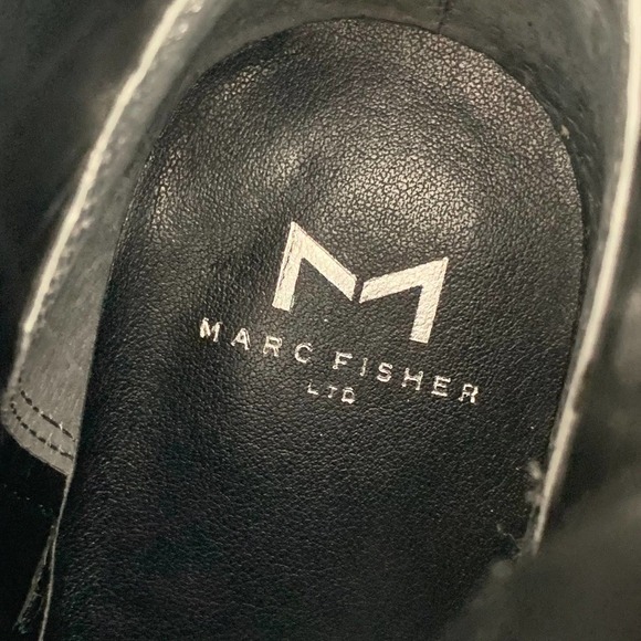 NWOT MARC FISHER black platform crocodile leather combat boots - Picture 8 of 11